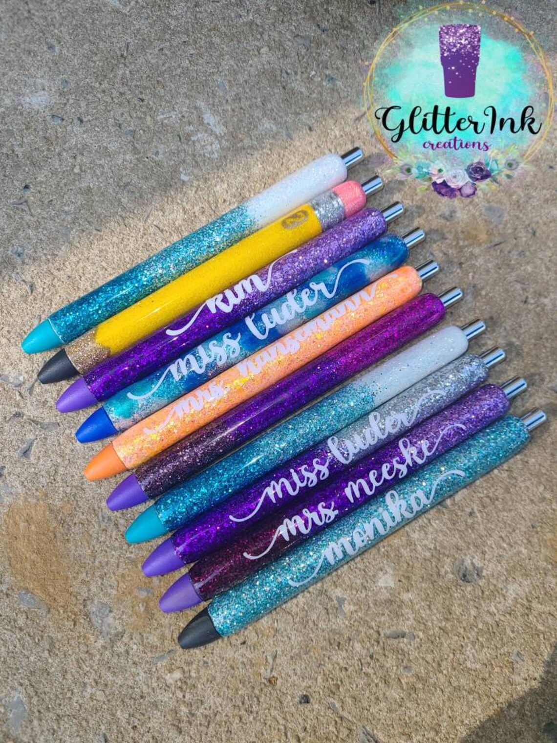 Glitter Pens Personalized Pens Epoxy Resin Gel Pens Etsy