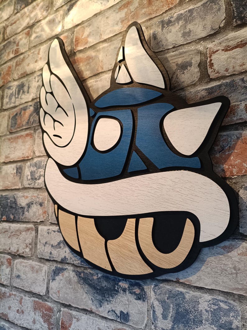 Winged Shell Mario Wooden 3d Ply Mario Winged Spiny Shell Wall Art - Etsy UK