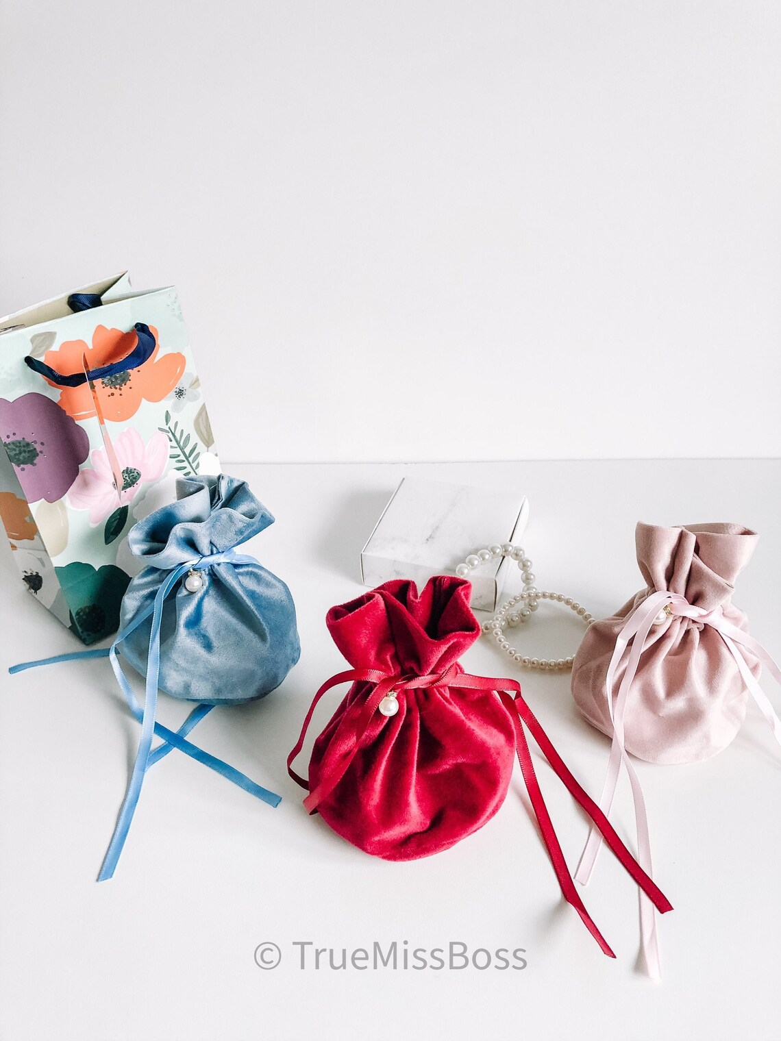 High quality plush velvet drawstring ribbon pouch gift bag Etsy