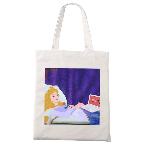 Tote bag funny cloth bag the sleeping beauty princess disney Aurora and  Netflix