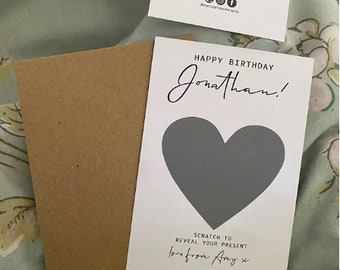 carte à gratter personnalisé , cadeau d'anniversaire, cadeau de noel