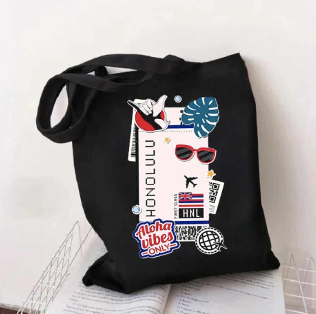 Honolulu Tote Bag, Honolulu Travel Bag, Hawaii Souvenir, Travel Gift