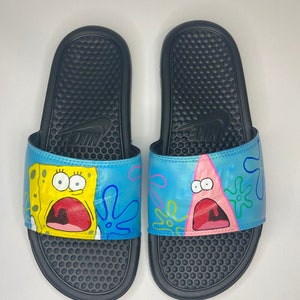 Spongebob and Patrick Slides Custom Slides Painted Sandals | Etsy