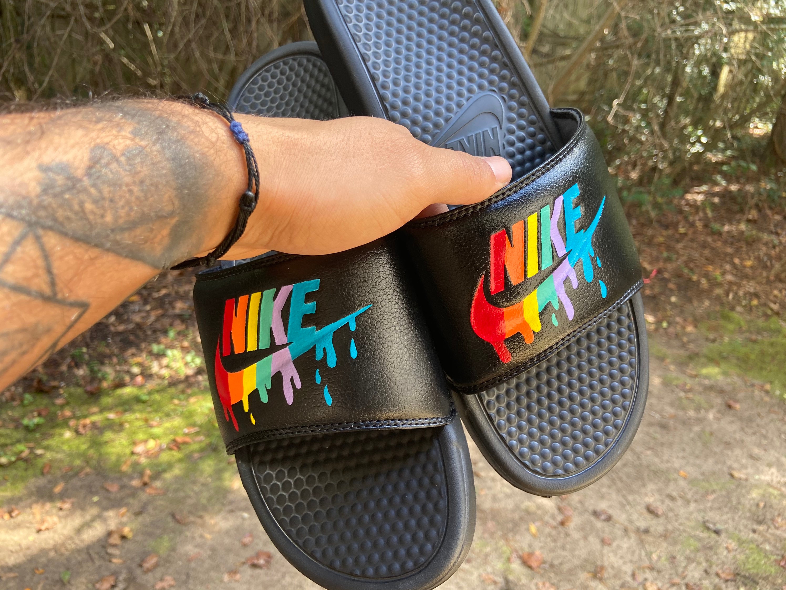 nike multi coloured sliders