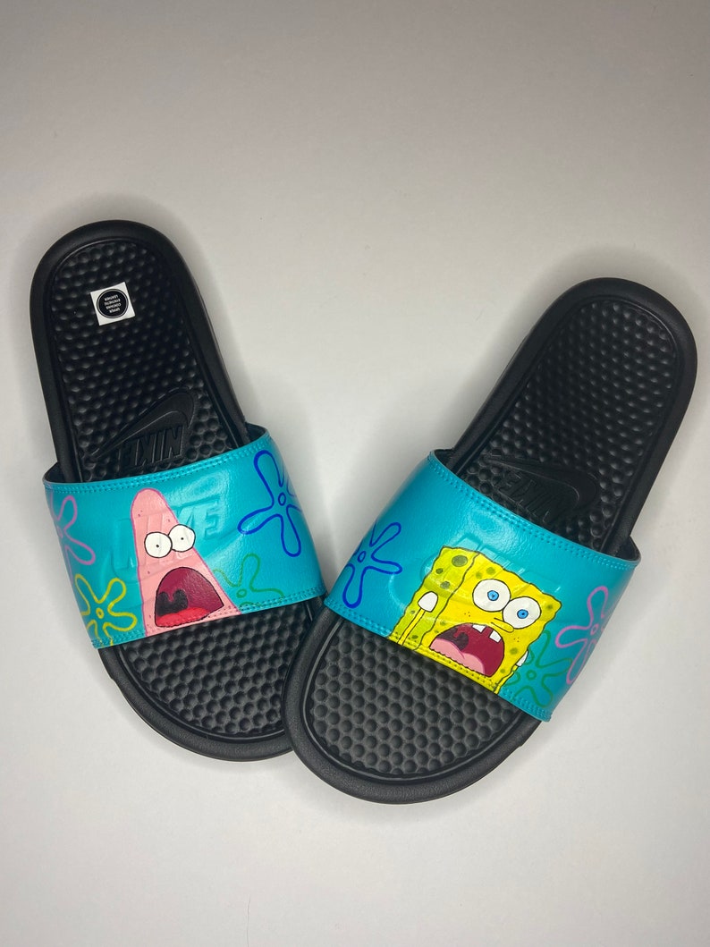 Spongebob and Patrick Slides Custom Slides Painted Sandals - Etsy