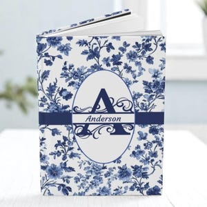 Journal personnalisé en toile bleue | Carnet Coquette Composition | Journal personnalisé | Cadeau Papeterie Coquette | Carnet de notes vintage