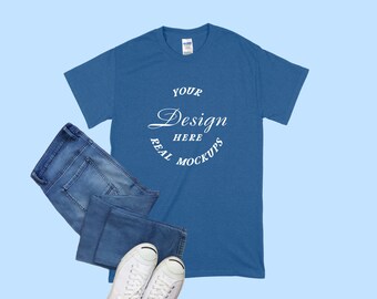 Royal Gildan 5000 T-Shirt Mockup | Men's Tee Mock Up | Best Mockup | Flat Lay Mockup Display