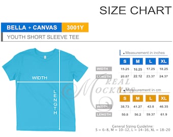 Bella Canvas 3001Y Youth Short Sleeve Tee Size Chart - Bella Canvas Size Guide
