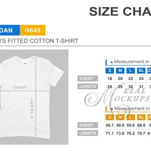 Gildan 64000 Short Sleeve Tee Size Chart - Gildan G640 Size Guide