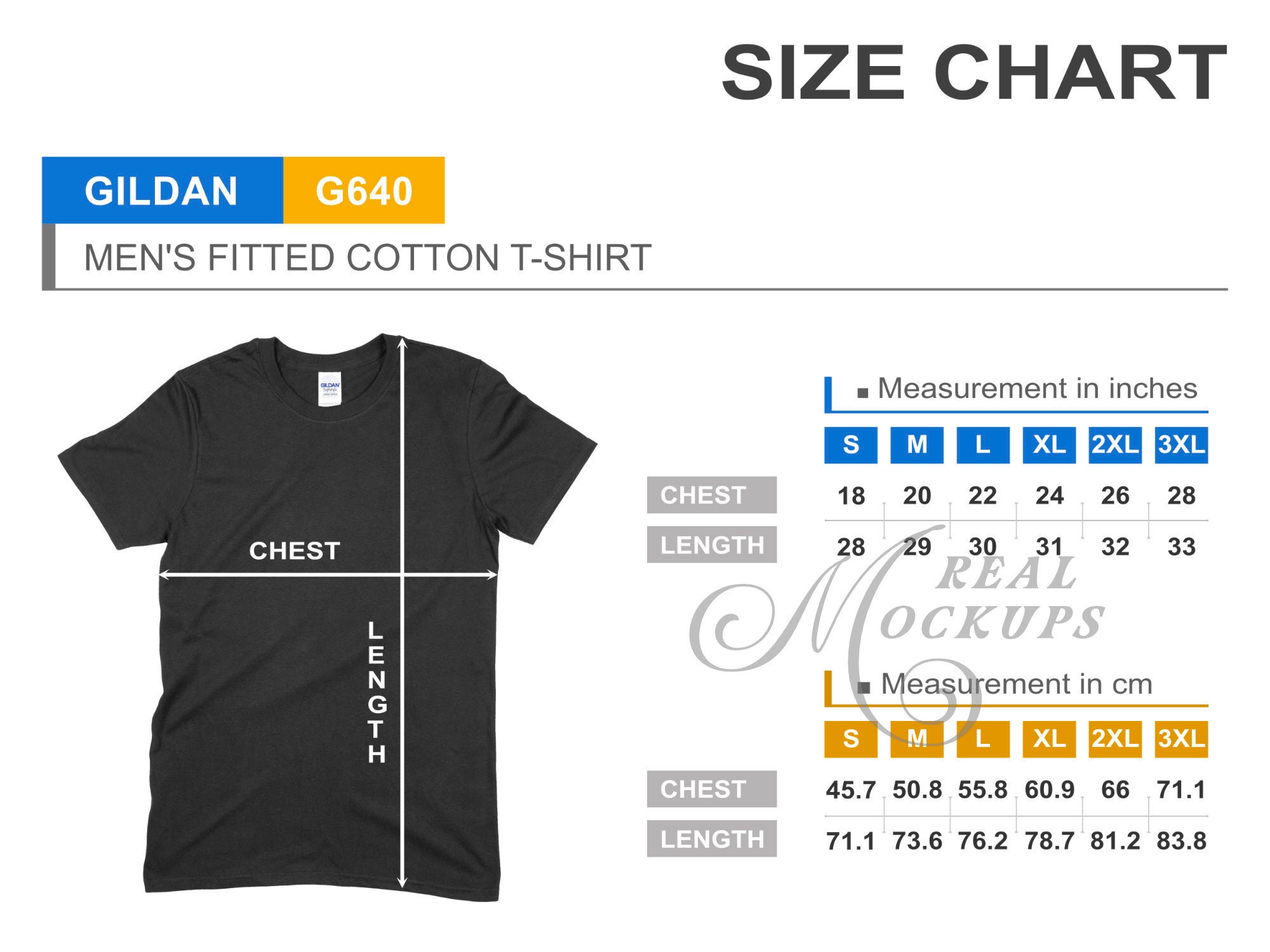 gildan size chart cm