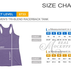 Next Level 6733 レディース レーサーバック タンク サイズ表 - Next Level サイズ ガイド