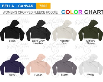 Bella Canvas 7502 Kleurendiagram |  Dames Hoodie Kleurenkaart | Beste kleurengrafiek | JPG en PNG Transparante achtergrondkleurgids