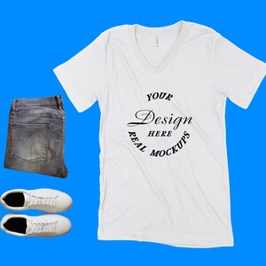 Bella Canvas 3005 Mockup | White V-Neck Mock Up | Best Mock Up | Flat Lay Display