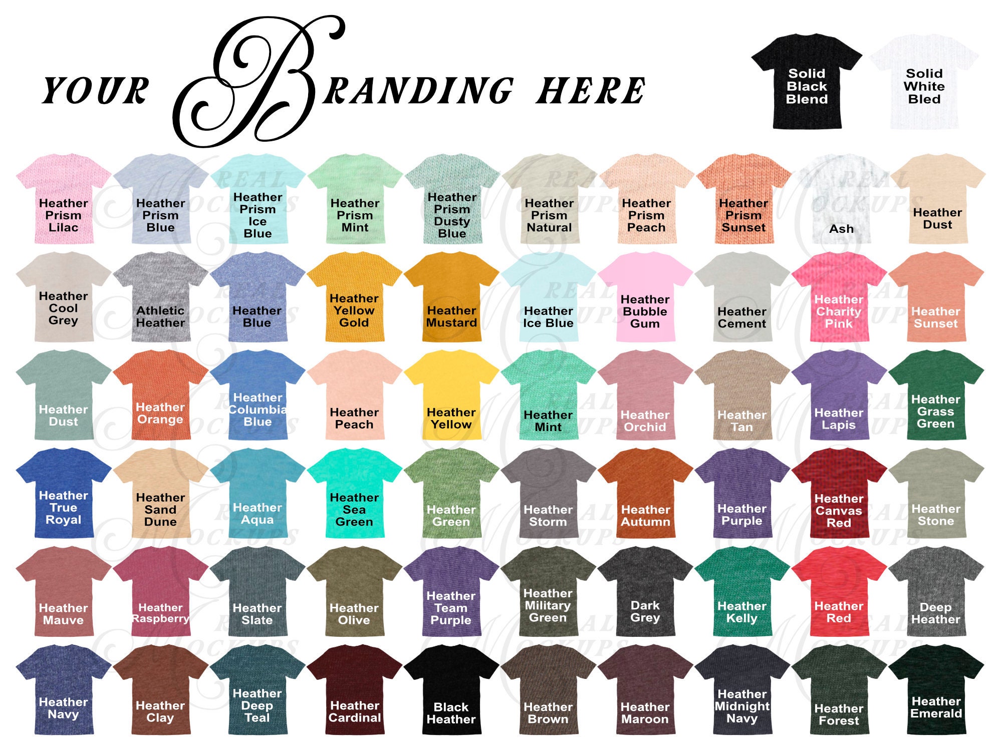Next Level 3600 T-shirt Color Chart, Digital Download, PNG File ...