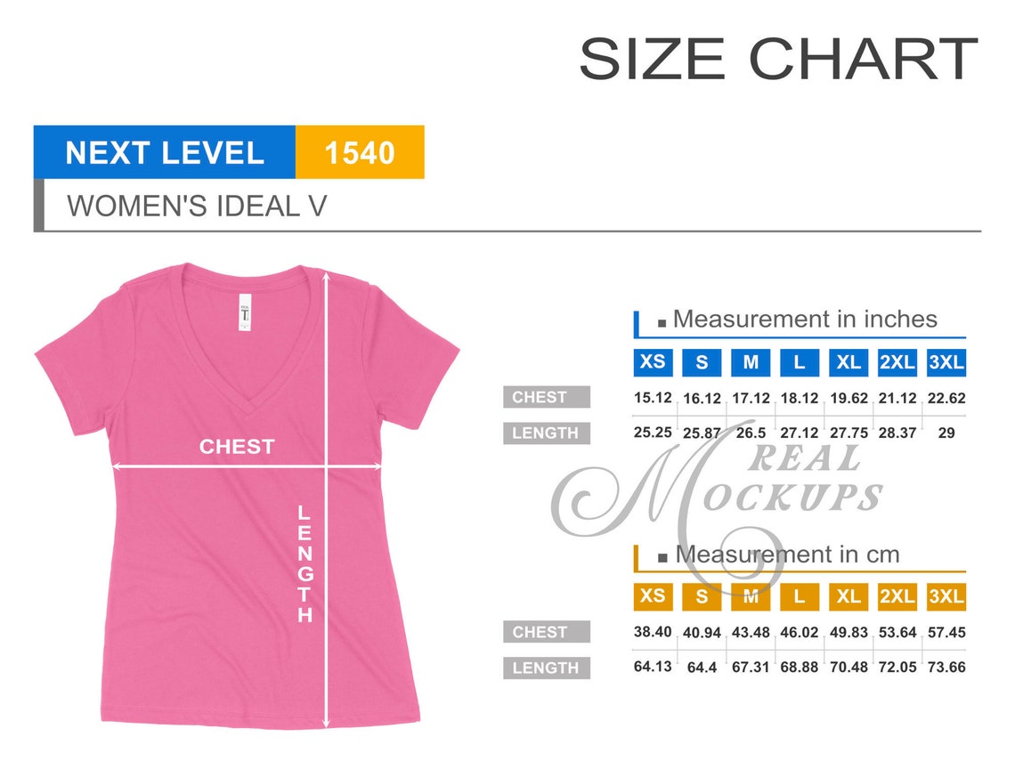 next level 1540 size chart