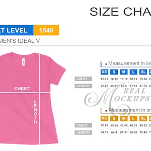 Next Level 1540 レディース Ideal V サイズ表 - Next Level サイズガイド