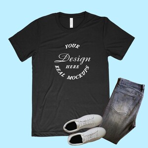 Bella Canvas 3413 Mockup | Black Unisex Triblend Tee Mock Up | Best Mock Up | Flat Lay Display