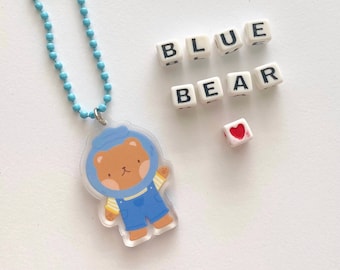 Blueberry Bear Acrylic Charm Keychain - Cute Keychain - Kawaii Acrylic Charm Keychain - Blueberry Ornament