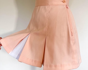 80s Vintage ELLESSE Kick Pleat Tennis Skirt Peach and White Side Zip Skirt No Shorts Made in Italy Size 6 Fits Small Etsy UK