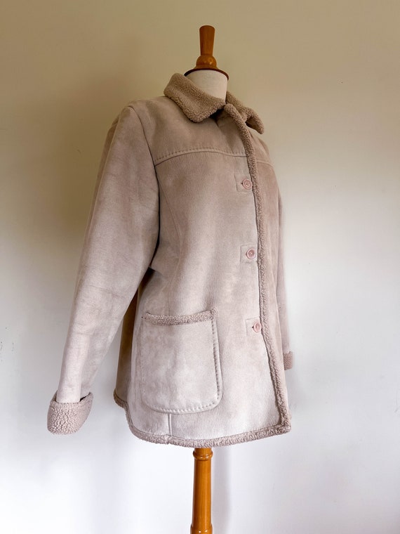 90s Vintage Faux suede Shearling Coat Jones New York Extra