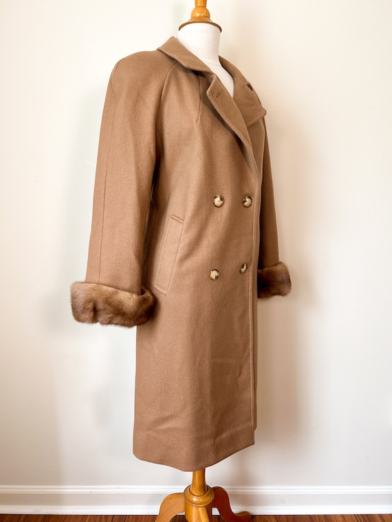 Vintage Wool Coat with Fur Cuffs / KOMITOR / Came… - image 6