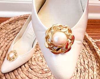 【未使用】Ameri PEARL POINTED PUMPS パールパンプス箱付 Vintage Pearl White Pointed Toe Pumps / Mirape / Gold and