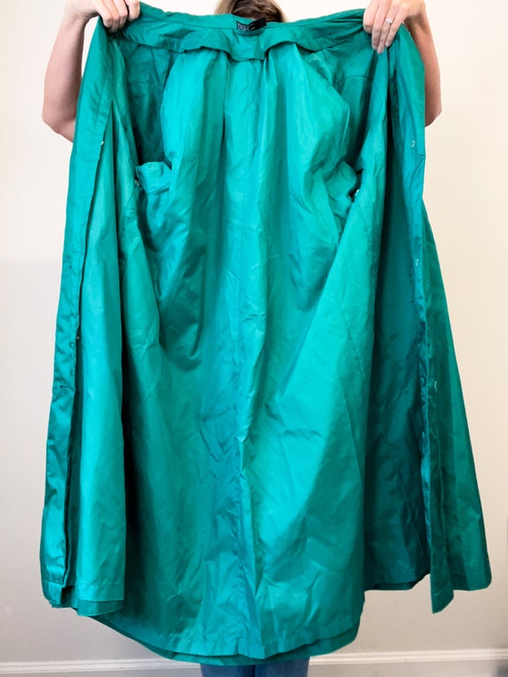 Vintage Shiny Emerald Trench Coat / Weather Proof / 8… - Gem