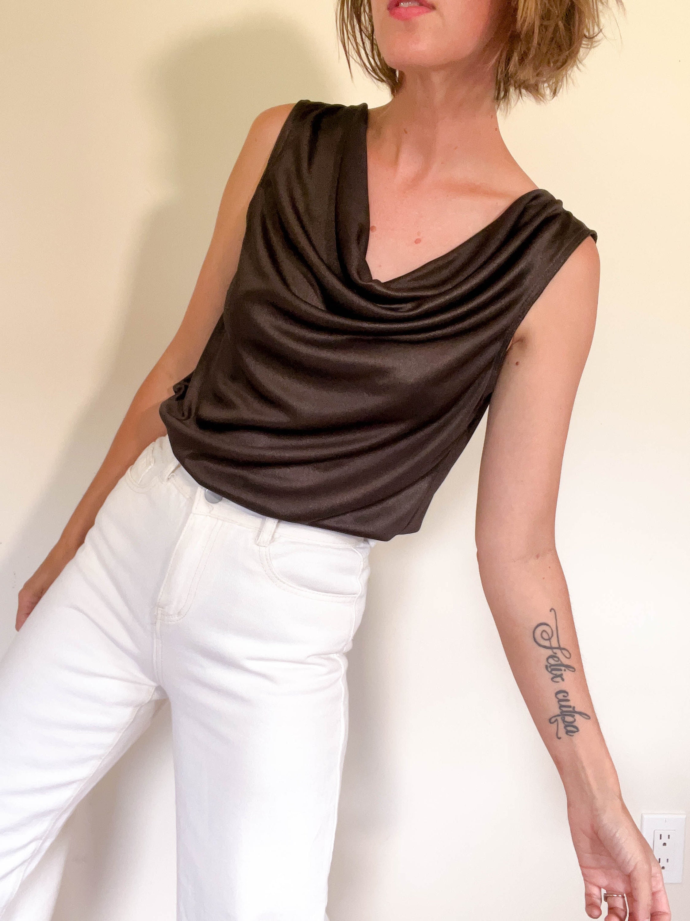 Vintage Sheer Iridescent Brown Blouse Chaus Shiny Bronze