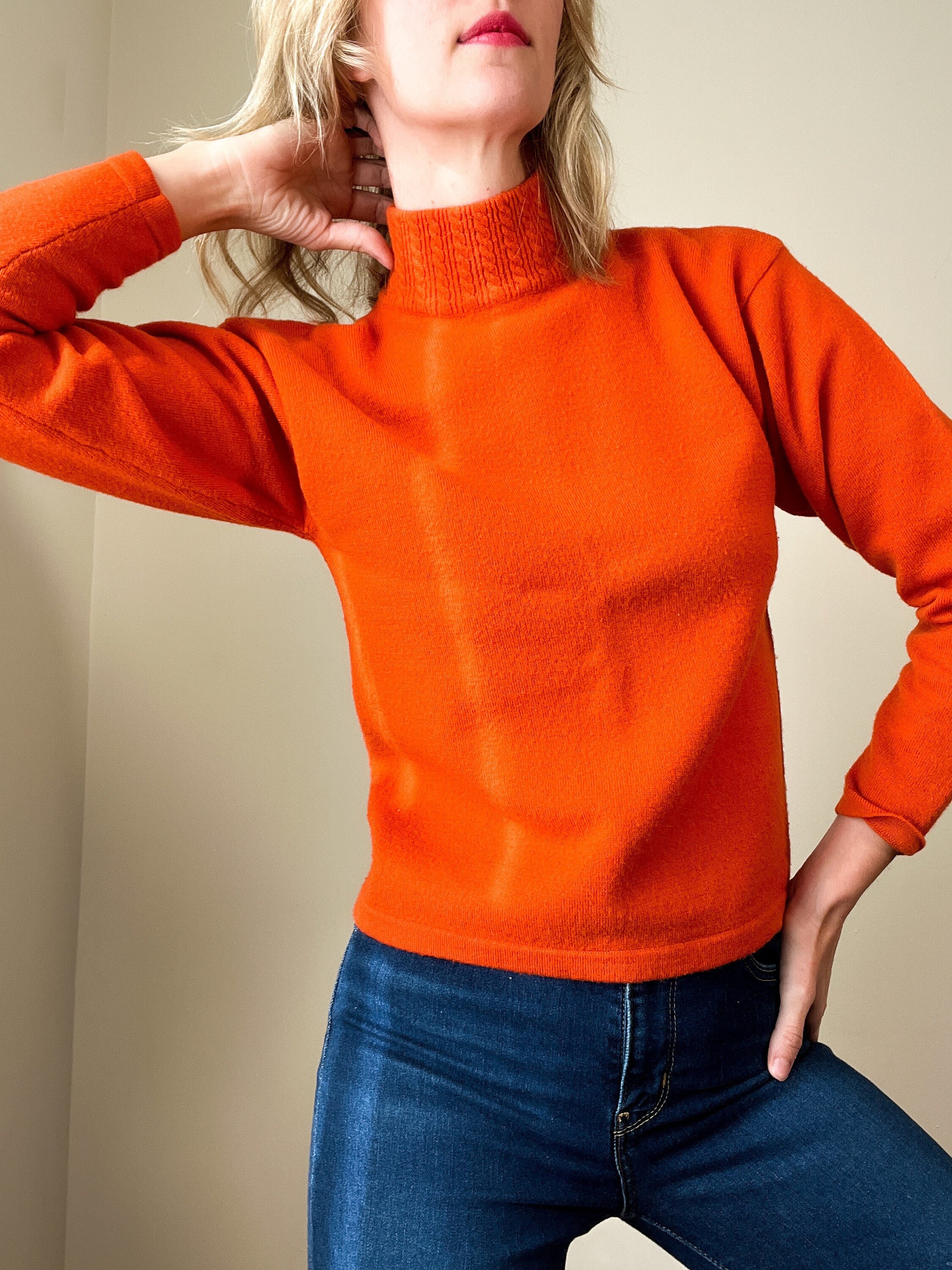 Wool Cropped Turtleneck Sweater 