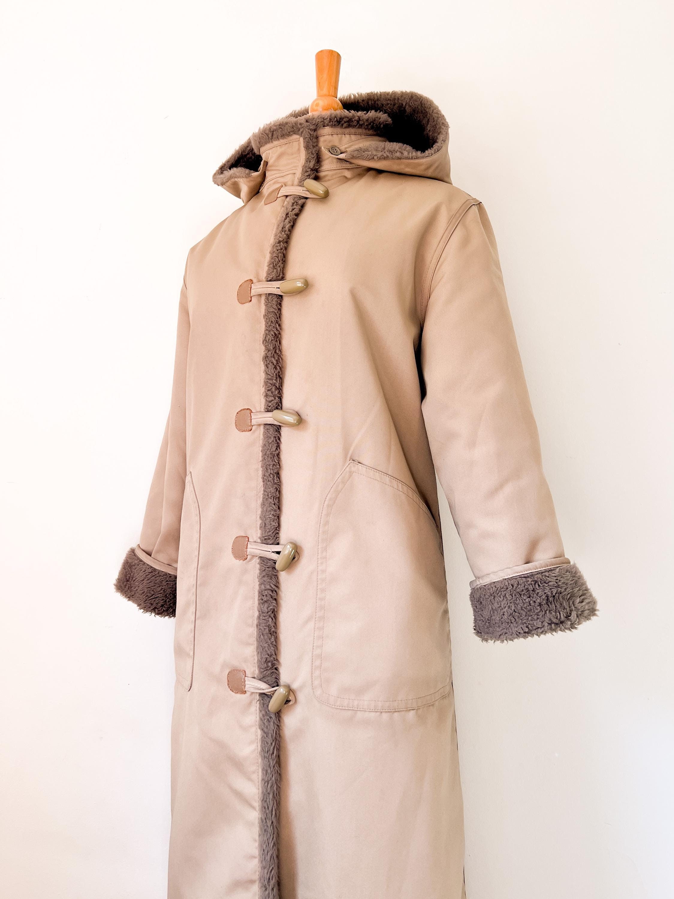ジャケット・アウター Faux Fur Hoodie Duffle Coat nude petal S Womens Duffle Coat With Hood - Etsy