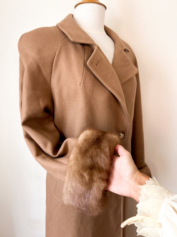 Vintage Wool Coat with Fur Cuffs / KOMITOR / Came… - image 8