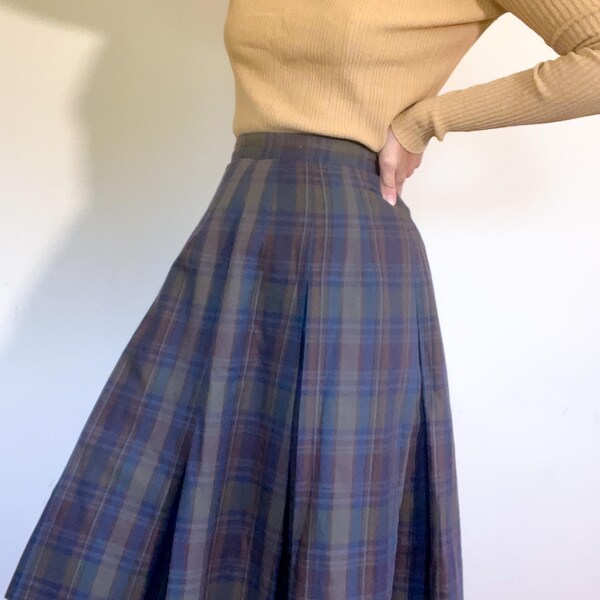 Arlington Plaid Stitched Down Kick Pleat Skirt