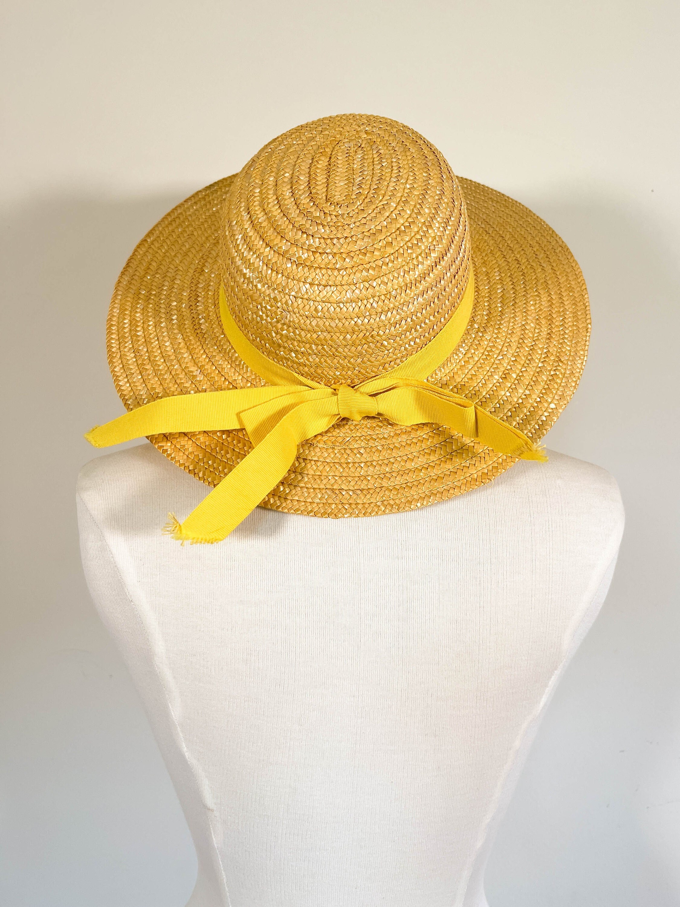 Vintage Jennifer Moore Italy Straw Hat Raffia Floral Boho Wide Brim Sun Hat Vintage Italy Straw Raffia Boater Hat, 1940s-50s Hat  main image 4