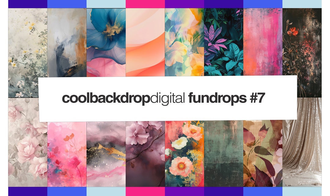 Fundrops #7 - Mix of 16 Digital Backdrops to Elevate Your Photos! - Etsy