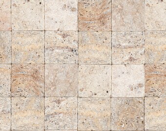 May include: A wall made of beige and brown square tiles with a rough texture.