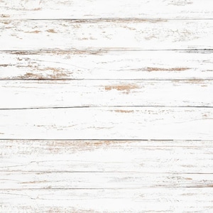 May include: Whitewashed wood background with a rustic, weathered texture. The wood planks are arranged horizontally, creating a seamless pattern. The surface is smooth and slightly distressed, with subtle variations in colour and grain.