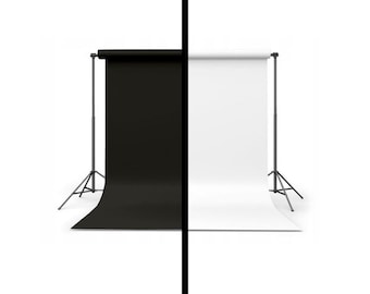 Weißer und schwarzer zweiseitiger Vinyl-Hintergrund 200 x 400 cm mit Aluminiumrohr