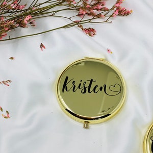 Personalized Bridesmaid Compact Mirror, Monogram Pocket Mirror, Bridesmaid Proposal Gift, Bridesmaid ,Gift For Her image 2