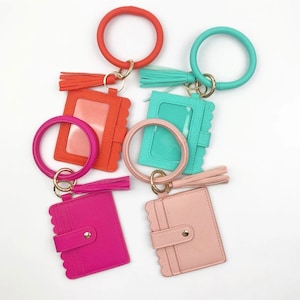 Llavero + Porta Identificación, Monedero con Llavero Personalizado, Monogramado, Pulsera con Llavero, Brazalete con Llavero, Pulsera con Llavero, Llaveros para Mujer,