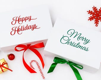 White Empty Gift Box with Satin Ribbon – Personalized Christmas Box