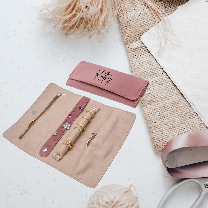 Italian Velvet Jewelry Roll Jewelry Wrap Suede Jewelry Roll Etsy