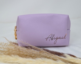 Personalised Faux Leather Make Up Bag, Makeup Bag, Bridesmaid Gift, Birthday Gift, Cosmetic Bag, Christmas Gift for Her