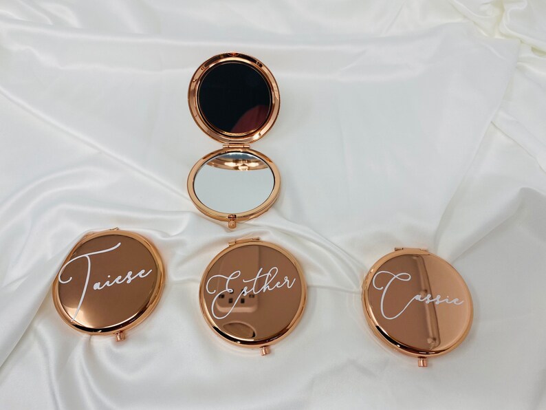 Personalized Bridesmaid Compact Mirror, Monogram Pocket Mirror, Bridesmaid Proposal Gift, Bridesmaid ,Gift For Her image 4