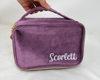 Personalized Makeup Bag,Velvet Makeup Bag,Cosmetic Brush Bag, Custom, Monogram, Velvet Brush Bag, Christmas Gift, Holiday Gift, Bridesmaid