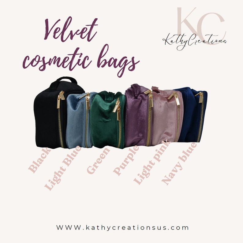 Personalized Makeup Bag,Velvet Makeup Bag,Cosmetic Brush Bag, Custom, Monogram, Velvet Brush Bag, Christmas Gift, Holiday Gift, Bridesmaid image 3