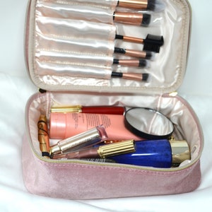 Personalized Makeup Bag,Velvet Makeup Bag,Cosmetic Brush Bag, Custom, Monogram, Velvet Brush Bag, Christmas Gift, Holiday Gift, Bridesmaid image 7