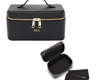 Personalized Leather Travel Cosmetic Case: Monogrammed Toiletry Bag