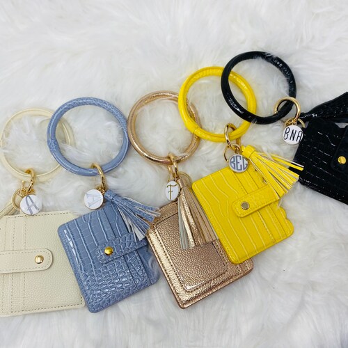 Key Ring & ID Card Holder Keychain Wallet for Women Wristlet Etsy