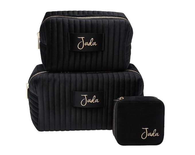 Featured listing image: Personalized Velvet Makeup Bag, Bridesmaid Gift, Toiletry Pouch