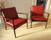 Ole Wanscher Mid-Century PJ112 Danish Mahogany Lounge Chairs for Poul Jeppesen
